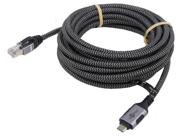 Kabel; USB 3.1; RJ45-stekker,USB-C-stekker; vernikkeld; 7,5m Kabel; USB 3.1; RJ45-stekker,USB-C-stekker; vernikkeld; 7,5m